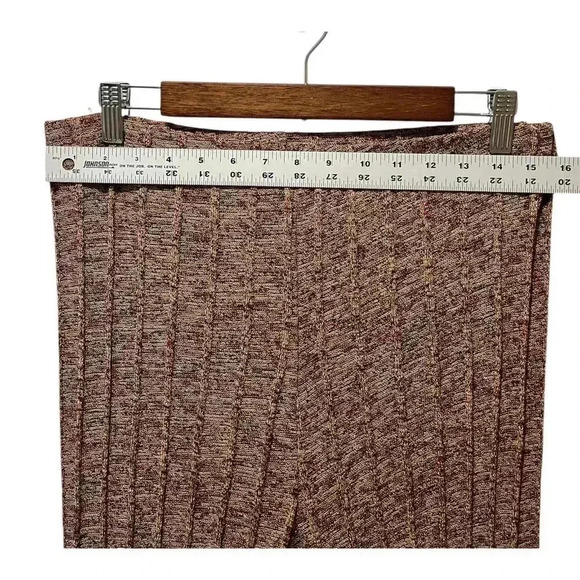 Zara Women's Ribbed Boho Hippie Knit Pants Size Large Flare Leg Brown Multicolor - Picture 5 of 8